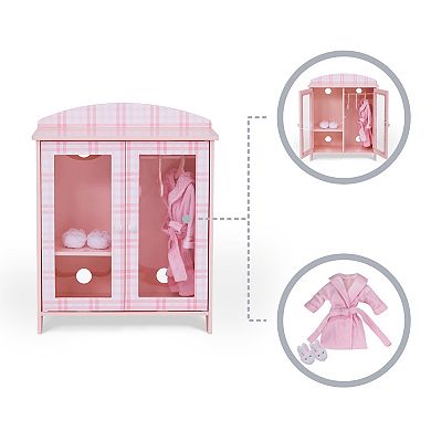 Sophia's Aurora Princess Doll Pink Plaid Closet with Bathrobe & Slipper