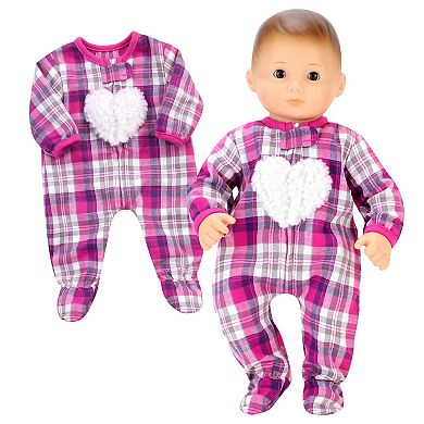 Sophia's   Doll  Flannel Sleeper w Heart
