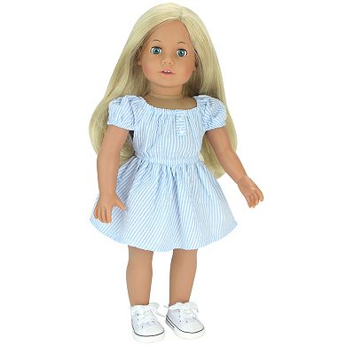 Sophia's   Doll  Doll Blonde with  &  Stripe Dress,  Canvas Sneakers & Print Underwear