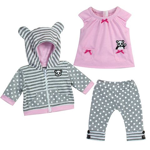 Детские куклы Sophia's Doll Panda Bear Hooded Sweatshirt, Tunic & Polka Dot Leggings