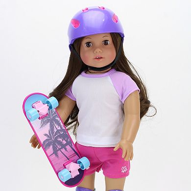 Sophia's   Doll  Skateboard, Helmet & Knee Pads Set