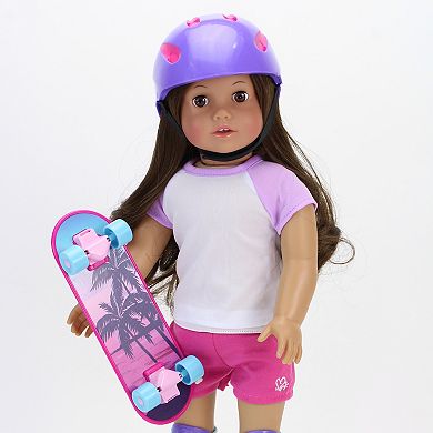 Sophia's Doll Skateboard, Helmet & Knee Pads Set