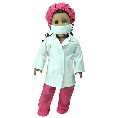 Sophia's   Doll  Fuchsia Doctor Scrubs & Lab Jacket Set