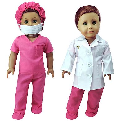 Sophia's   Doll  Fuchsia Doctor Scrubs & Lab Jacket Set
