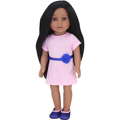 Sophia's Doll Brooklyn Dark Hair Vinyl Doll in Dress & Navy Satin Shoes