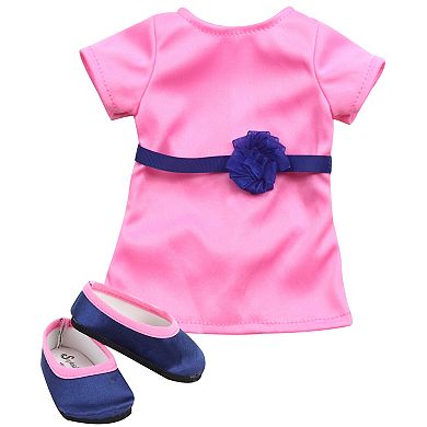 Sophia's Doll Brooklyn Dark Hair Vinyl Doll in Dress & Navy Satin Shoes