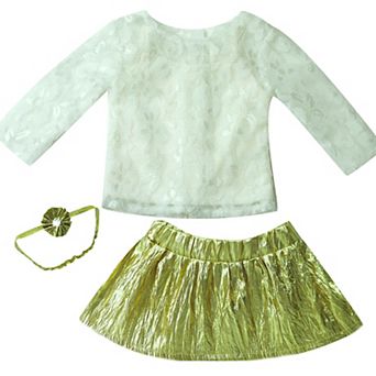 Sophia's  Doll Metallic Skirt, Ivory Lace Top, Headband & Shoes