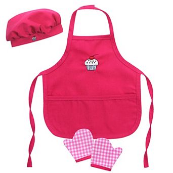 Sophia's  Doll Baking Apron, Hat & Gingham Mitten Set