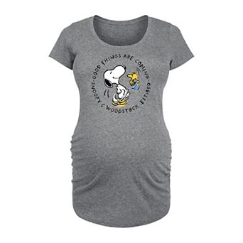 Maternity Peanuts Snoopy & Woodstock Good Things Are Coming Graphic Tee
