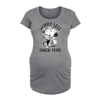 Maternity Peanuts Snoopy Worry Less Snack More Graphic Tee