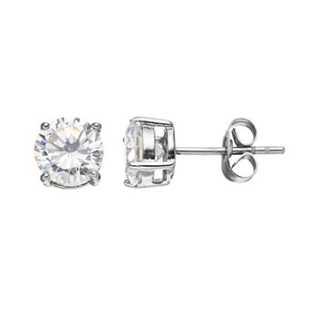 Men's Stainless Steel Cubic Zirconia Round Stud Earrings
