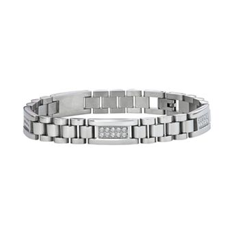 Men's Stainless Steel Silver Tone Micro Link Bracelet