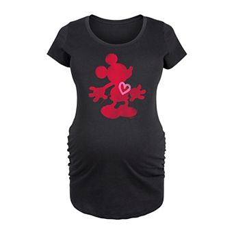 Disney's Mickey Mouse Maternity Heart Ink Wash Graphic Tee