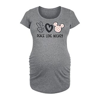 Disney's Mickey Mouse Maternity Peace Love Graphic Tee