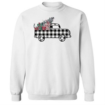 Men's Plaid Christmas Truck Fleece Sweatshirt