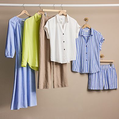 Women's Sonoma Goods For Life® Oversized Linen-Blend Boyfriend Shirt