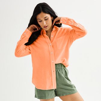 Women's Sonoma Goods For Life® Oversized Linen-Blend Boyfriend Shirt