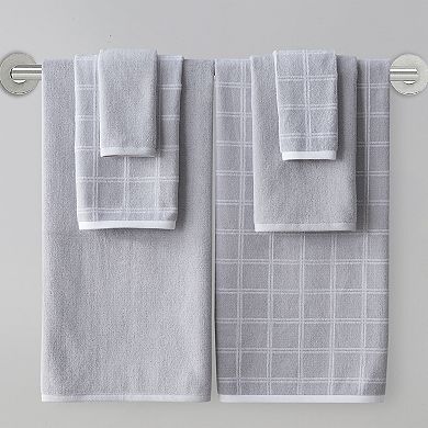 VCNY Home Sasha Grey Plaid Cotton Dobby Bath Towel Collection