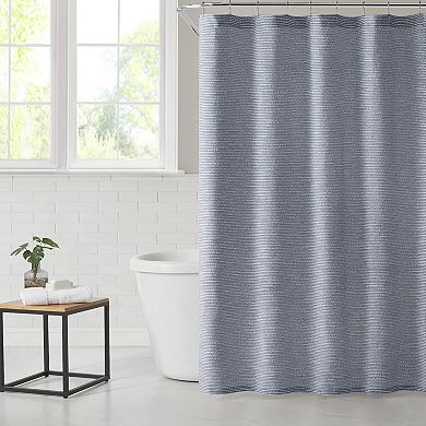 VCNY Home Logan Blue Space Dyed Fabric Shower Curtain