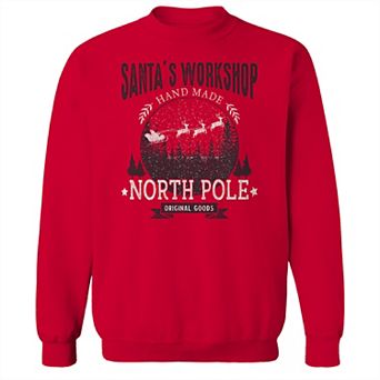 Men's Santa's Workshop Christmas Graphic Fleece Sweatshirt