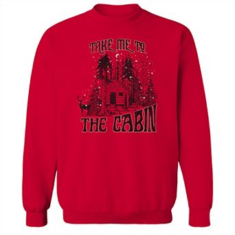 Men's Take Me To The Cabin Christmas Graphic Fleece Sweatshirt