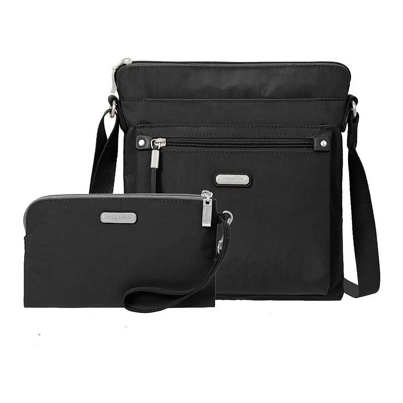 baggallini Go Bagg Crossbody Bag and RFID Phone Wristlet Set, Black