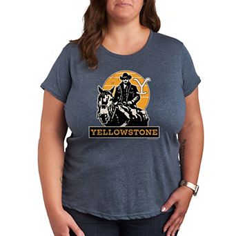 Plus Yellowstone Rip Riding Horseback Graphic Tee