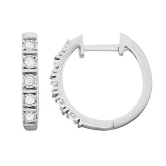 Sterling Silver 1/4 Carat T.W. Diamond Hoop Earrings