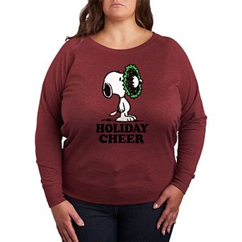 Plus Size Peanuts Snoopy Holiday Cheer French Terry Long Sleeve Tee