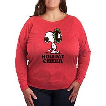 Plus Size Peanuts Snoopy Holiday Cheer French Terry Long Sleeve Tee