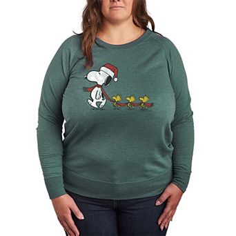 Plus Size Peanuts Snoopy Scarf French Terry Long Sleeve Tee