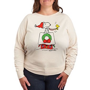 Plus Size Peanuts Snoopy Snow French Terry Long Sleeve Tee