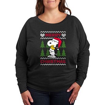 Plus Size Peanuts Snoopy Sweater French Terry Long Sleeve Tee