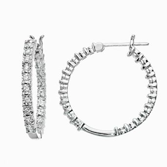 Sterling Silver 1/10 Carat T.W. Diamond Hoop Earrings