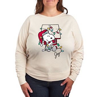Plus Size Peanuts Snoopy Joyful Moment French Terry Long Sleeve Tee