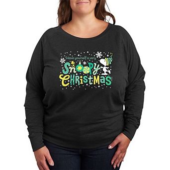 Plus Size Peanuts Snoopy Christmas French Terry Long Sleeve Tee