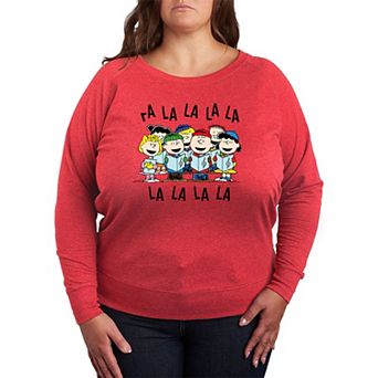 Plus Size Peanuts Fa La La French Terry Long Sleeve Tee
