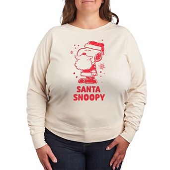 Plus Size Peanuts Santa Snoopy French Terry Long Sleeve Tee