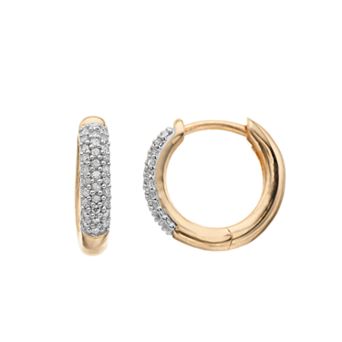 Gold Over Sterling Silver 1/10 Carat T.W. Diamond Hoop Earrings