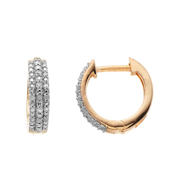 Gold Over Sterling Silver 1/10 Carat T.W. Diamond Hoop Earrings