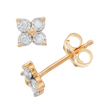 Gold Over Sterling Silver 1/10 Carat T.W. Diamond Stud Earrings