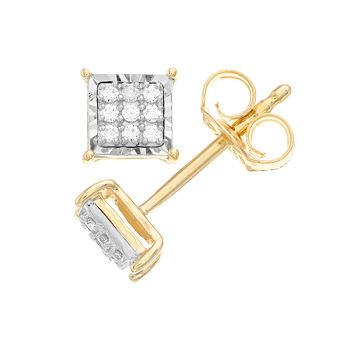 Gold Over Sterling Silver 1/10 Carat T.W. Diamond Stud Earrings