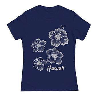 Juniors' Hibiscus Graphic Tee