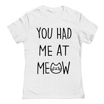 Juniors' You Had Me At Meow Graphic Tee