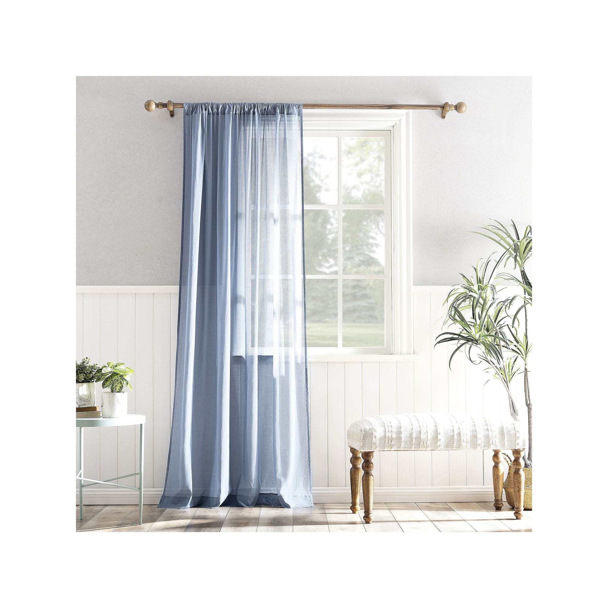 Archaeo Coralie Rod Pocket Sheer 1 Curtain Panel, Blue Blue