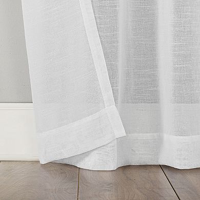 Archaeo Vail Slub Textured Black Grommets Semi-Sheer 1 Curtain Panel