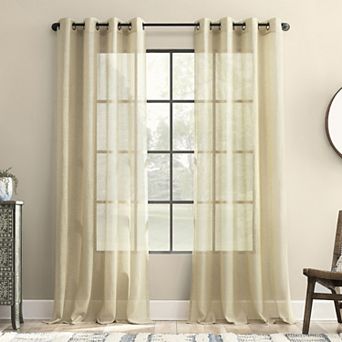 Archaeo Vail Slub Textured Black Grommets Semi-Sheer 1 Curtain Panel