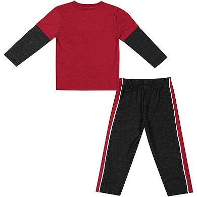 Toddler Colosseum Cardinal/Black Arkansas Razorbacks Long Sleeve T-Shirt & Pants Set
