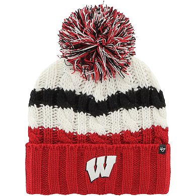 Women's '47 White Wisconsin Badgers Ashfield Cuffed Knit Hat with Pom