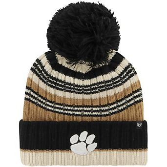 Women's '47 Khaki Clemson Tigers Barista Cuffed Knit Hat with Pom